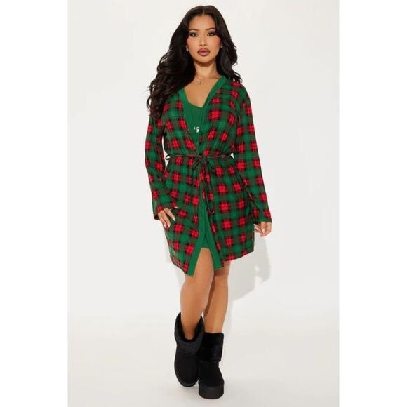 No Brand Other - PJ Robe Set - Green/red